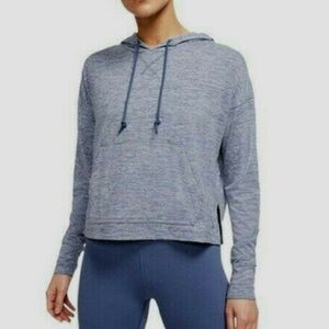Nike Women’s Diffused Blue Yoga Hoodie, Cropped, Heathered, Stretch, Dri-Fit, 1X
